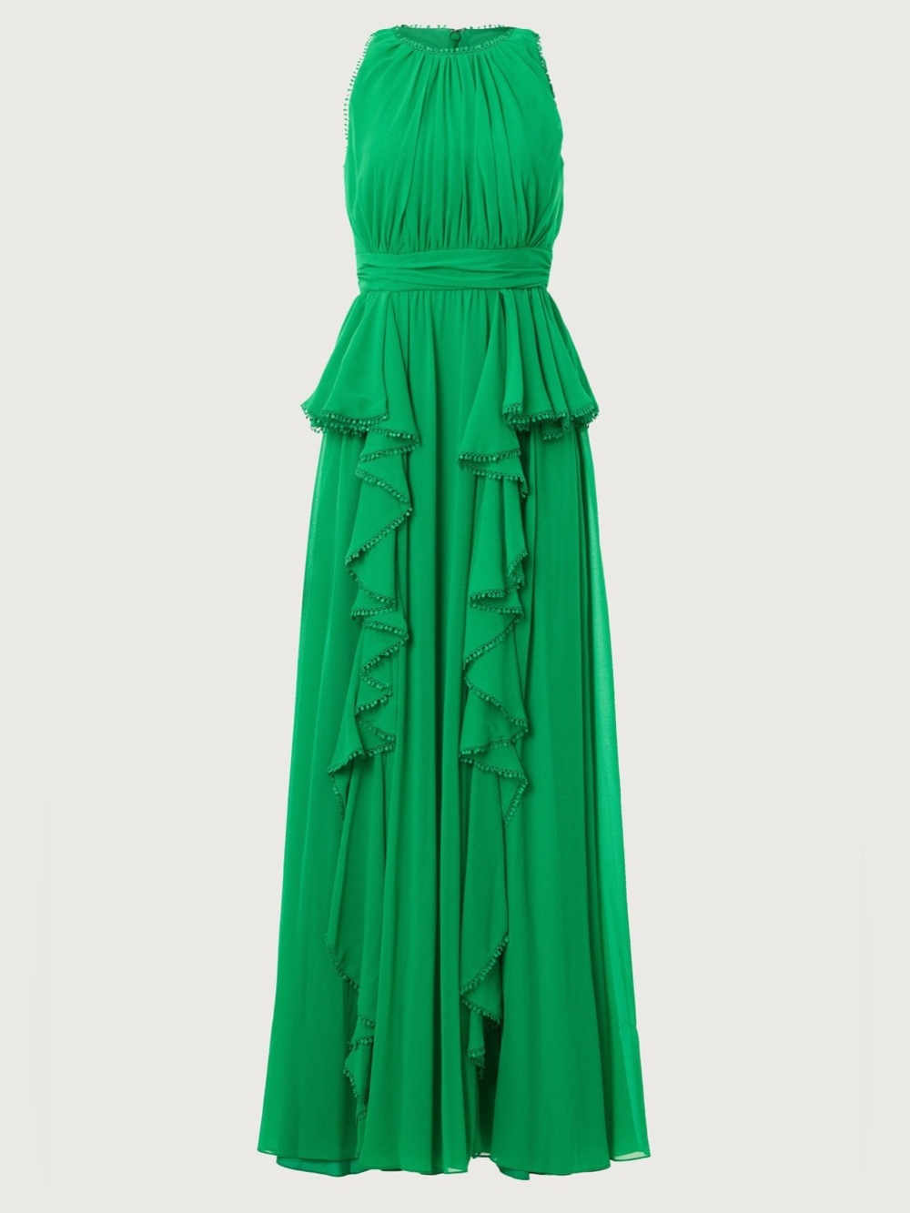 Badgley Mischka Green Chiffon Gown 4 - Picture 3 of 6